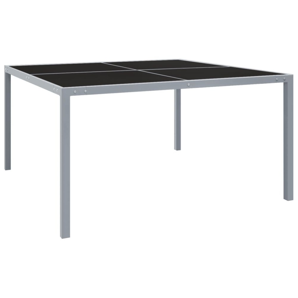 Garden Table 130x130x72 cm Grey Steel and Glass