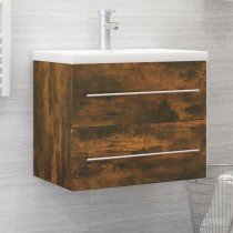 2 Piece Bathroom Furniture Set White and Sonoma Oak Engineered Wood