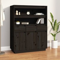 Highboard Grey 89x40x116.5 cm Solid Wood Pine
