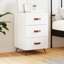 Bedside Cabinet High Gloss White 40x40x66 cm Engineered Wood