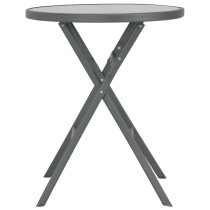 Folding Bistro Table Grey 60x70 cm Glass and Steel