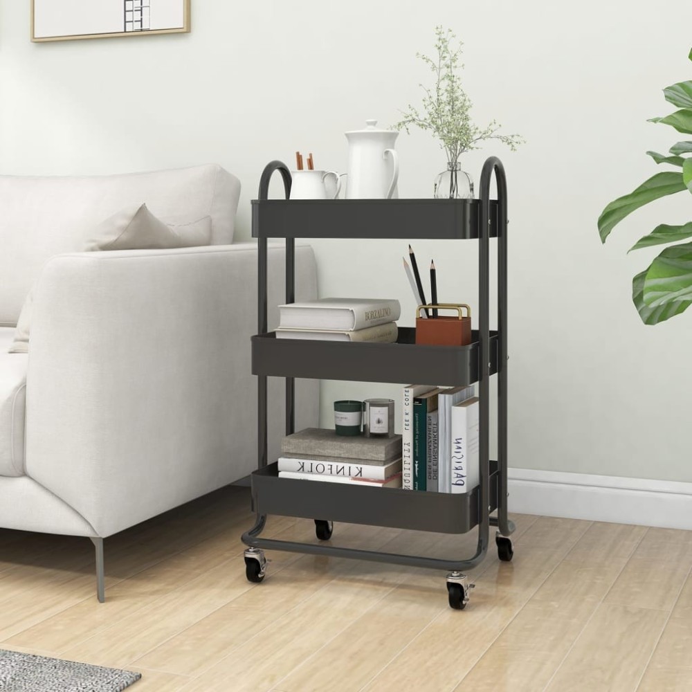 3-Tier Trolley White 43x34x79 cm Steel