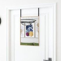 Türspiegel Schwarz 30x100 cm Glas und Aluminium