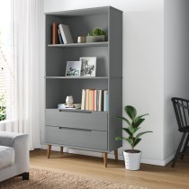 Bookcase MOLDE White 85x35x170,5 cm Solid Wood Pine