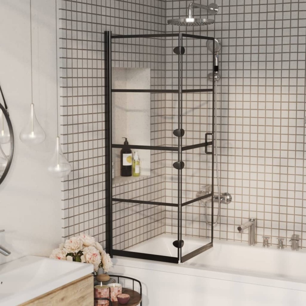 Folding Shower Enclosure ESG 120x140 cm Black