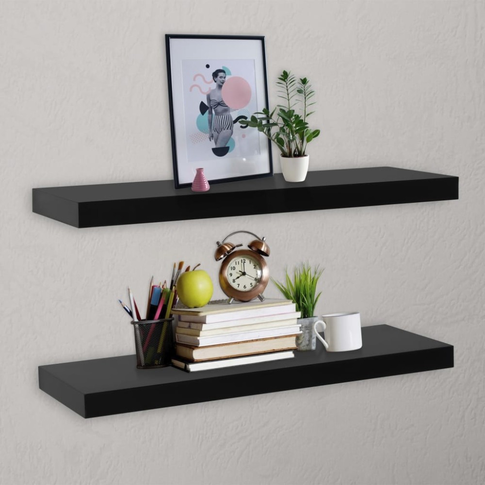 Floating Wall Shelves 2 pcs Black 120x20x3.8 cm