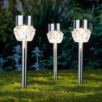 HI Solar LED Path Light Sticks 3 pcs Crystal