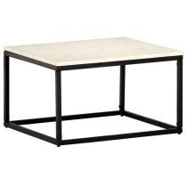 Couchtisch Weiß 40×40×35 cm Echtstein in Marmoroptik