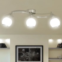 Ceiling Lamp with Glass Shades on Waving Rail for 5 E14 Bulb