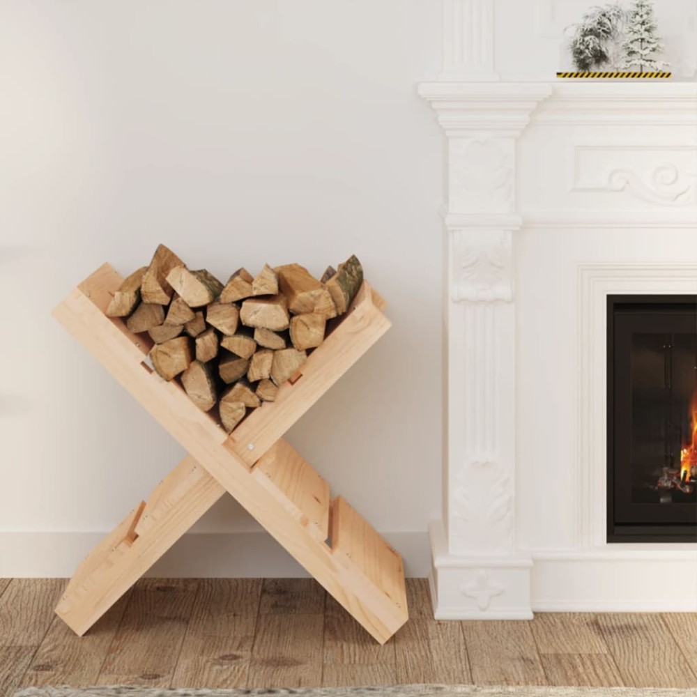 Log Holder White 47x39.5x48 cm Solid Wood Pine