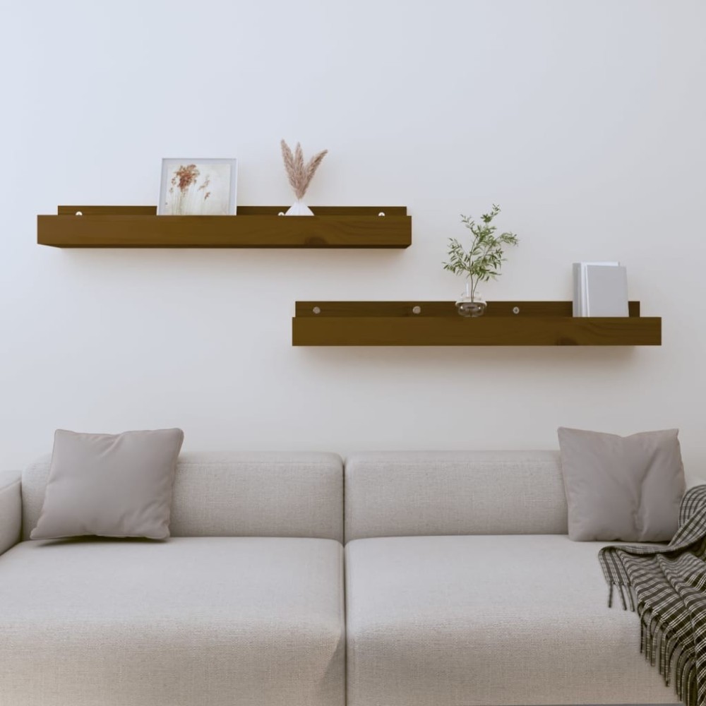 Wall Shelves 2 pcs 50x12x9 cm Solid Wood Pine