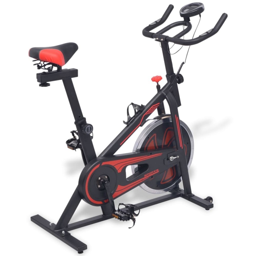 Exercise Training Bike with Pulse Sensors Black and Red