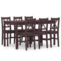 7 Piece Dining Set Pinewood Honey Brown