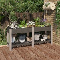 Garden Raised Bed with Shelf 100x50x90 cm WPC Grey