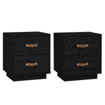 Bedside Cabinet Black 40x34x45 cm Solid Wood Pine