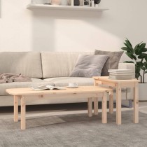 2 Piece Coffee Table Set Honey Brown Solid Wood Pine