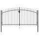 Fence Gate Double Door with Spike Top Steel 3x2 m Black