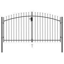 Fence Gate Double Door with Spike Top Steel 3x2 m Black