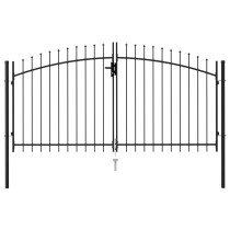 Fence Gate Double Door with Spike Top Steel 3x2 m Black