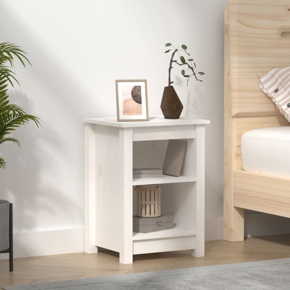 Bedside Cabinets 2 pcs White 40x35x55 cm Solid Wood Pine