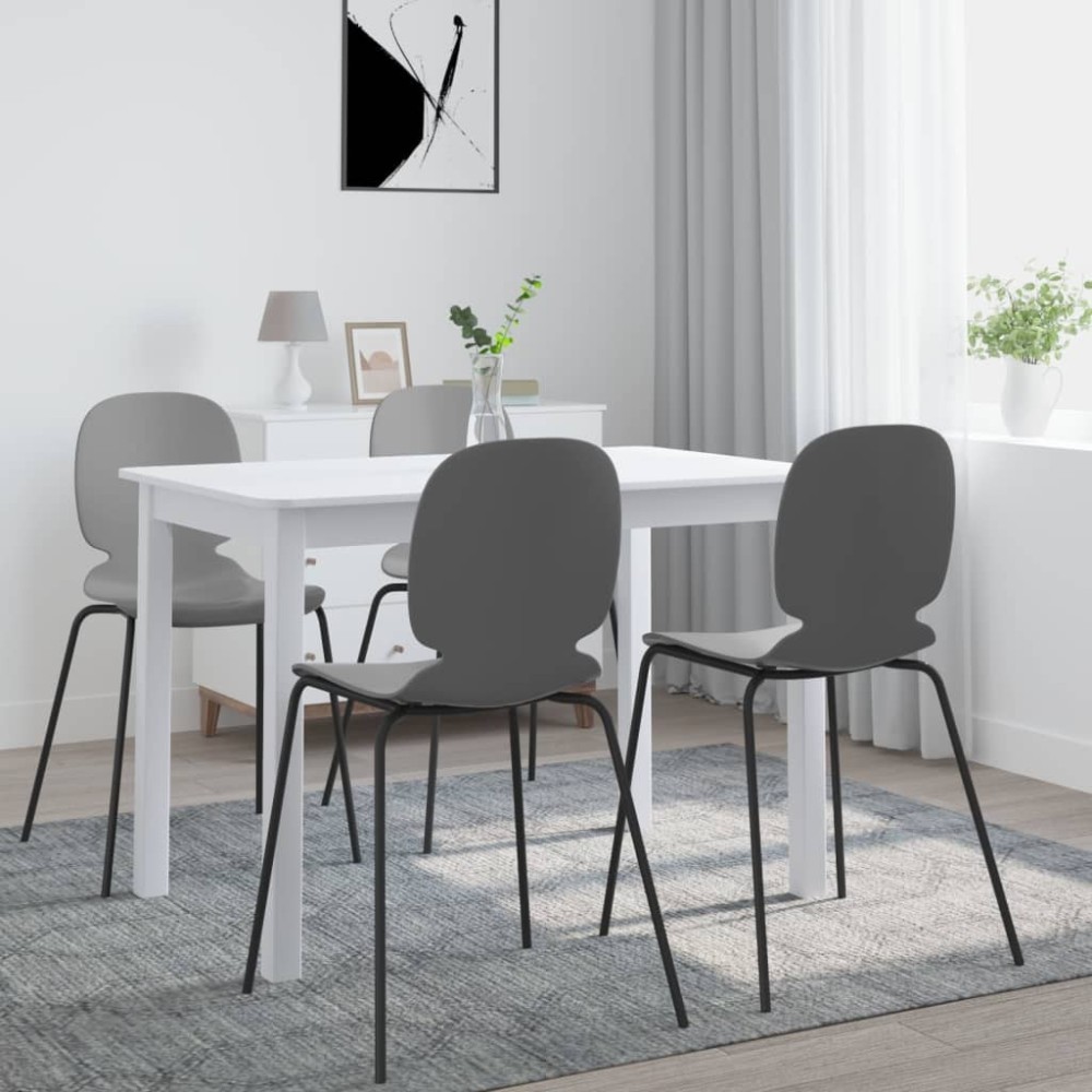Dining Table White and Brown 114x71x75 cm Solid Rubber Wood