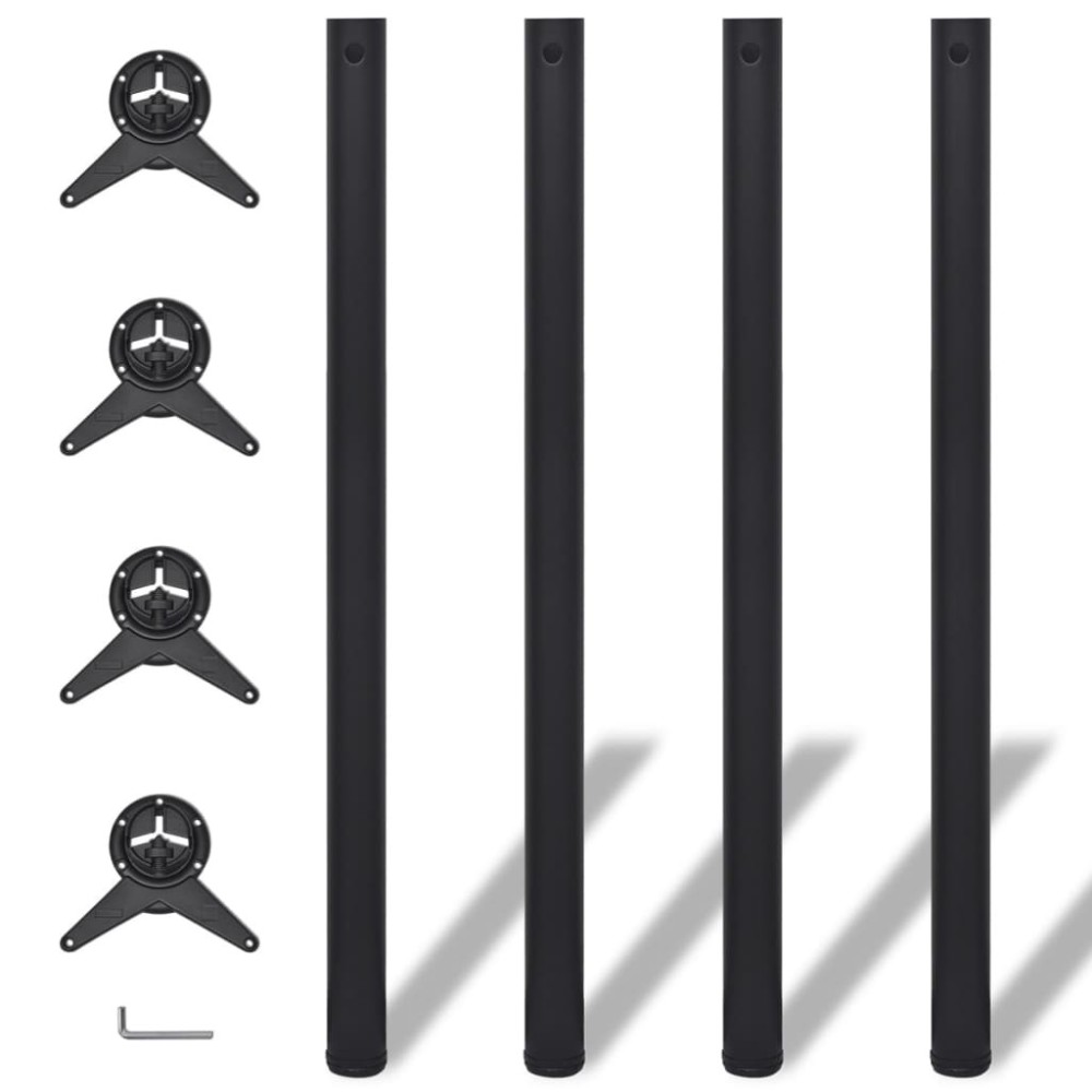 4x höhenverstellbares Tischbein Schwarz 710 mm