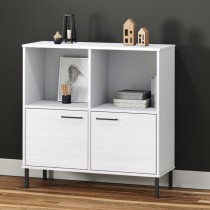 Bookcase with Metal Legs Grey 90x35x90.5 cm Solid Wood OSLO