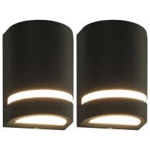 Outdoor Wall Lights 2 pcs 35 W Black Half-round