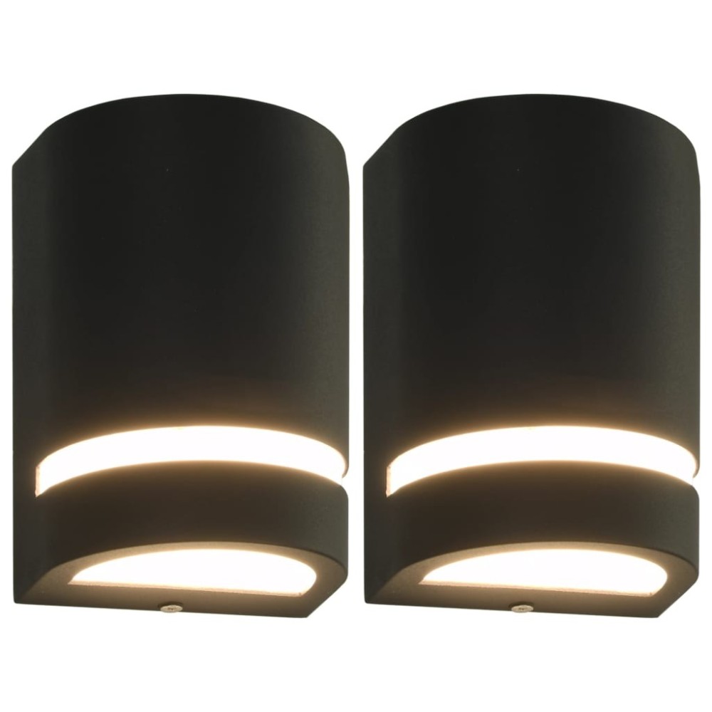 Outdoor Wall Lights 2 pcs 35 W Black Half-round