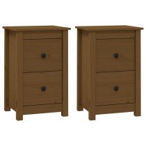 Bedside Cabinets 2 pcs Black 40x35x61.5 cm Solid Wood Pine