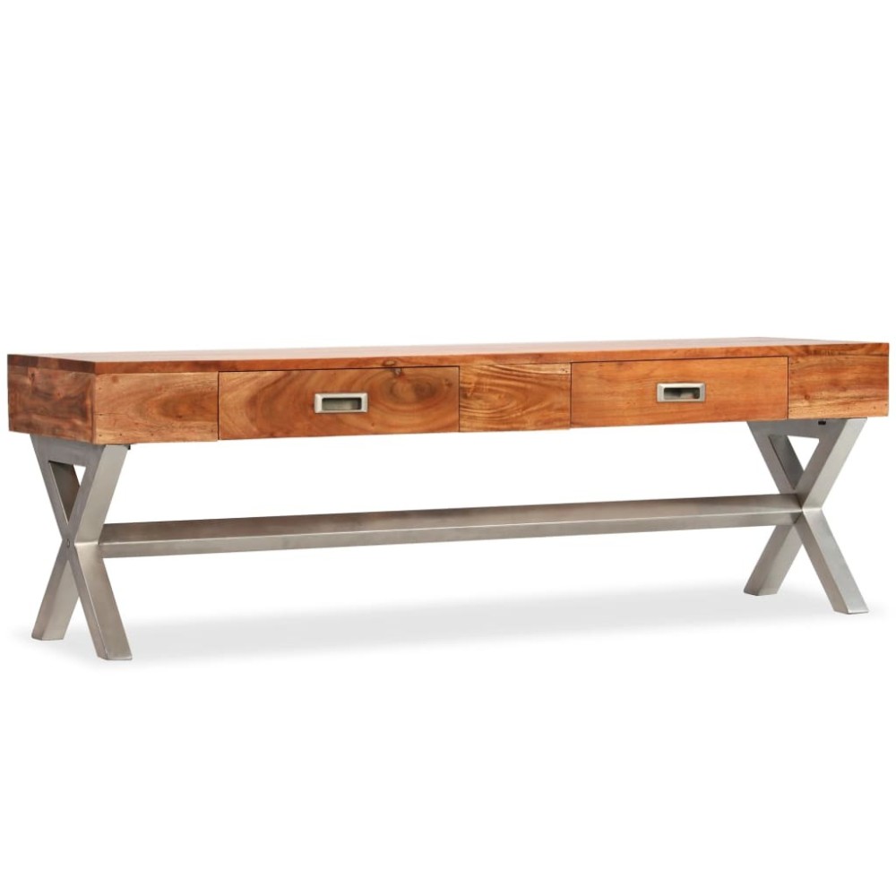 TV Cabinet with Drawers Solid Acacia Wood Sheesham Finish 140cm