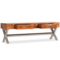 TV Cabinet with Drawers Solid Acacia Wood Sheesham Finish 140cm