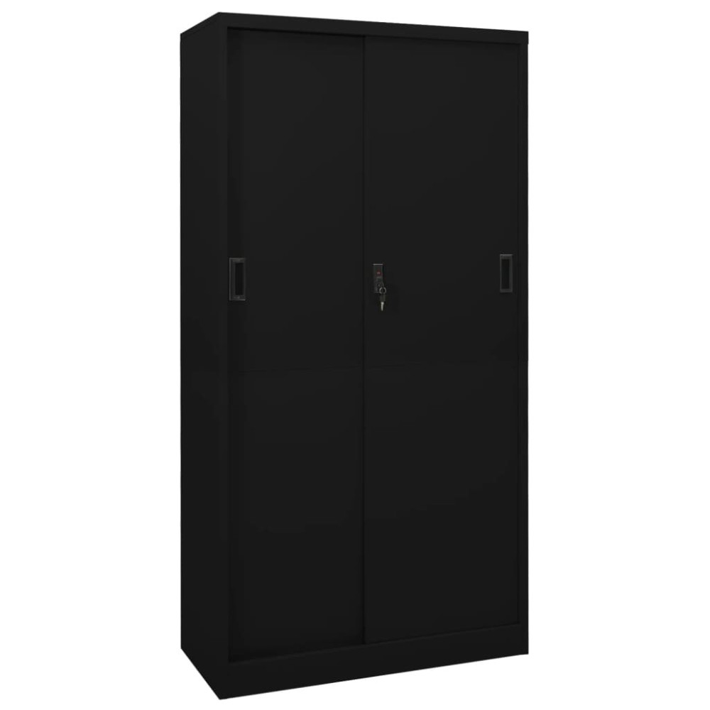 Büroschrank mit Schiebetür Weiß 90x40x180 cm Stahl