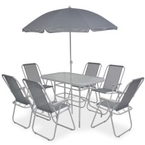 6 Piece Outdoor Dining Set Steel and Textilene Grey