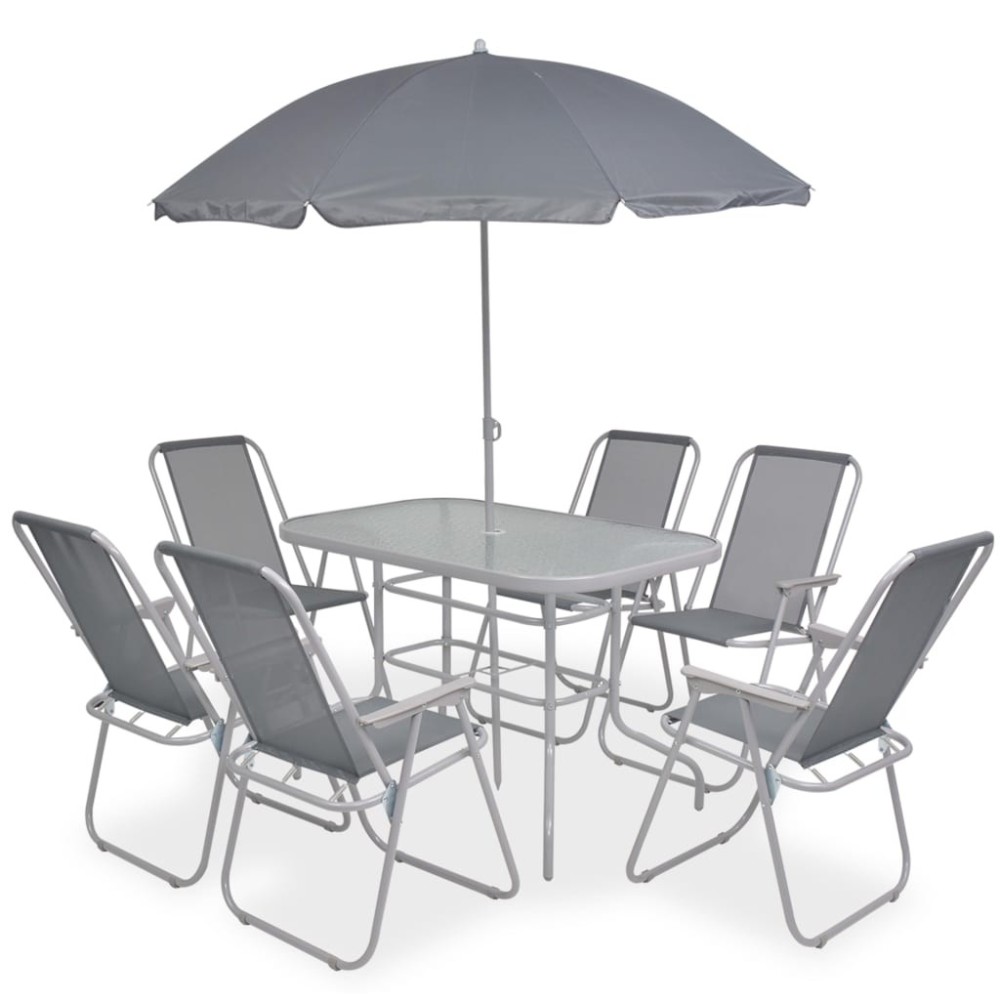 6 Piece Outdoor Dining Set Steel and Textilene Grey