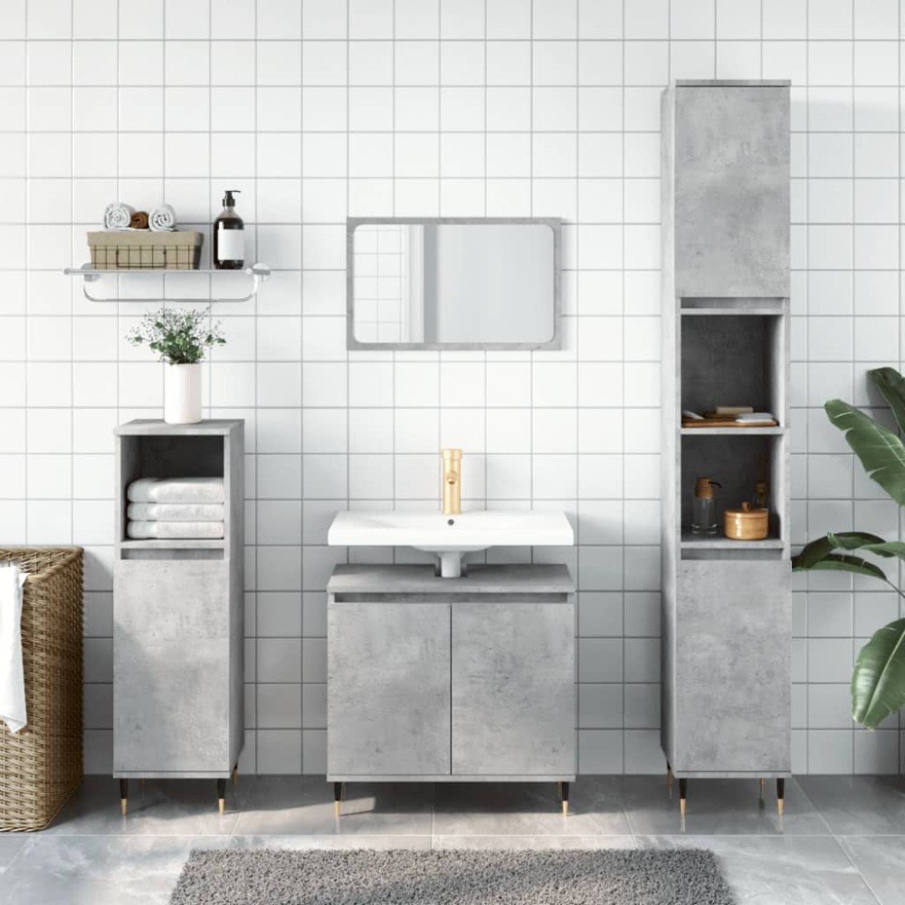 Bathroom Cabinet Concrete Grey 58x33x60 cm Engineered Wood