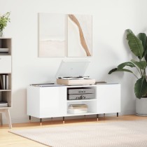 Record Cabinet High Gloss White 121x38x48 cm Engineered Wood