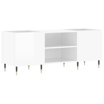 Record Cabinet High Gloss White 121x38x48 cm Engineered Wood