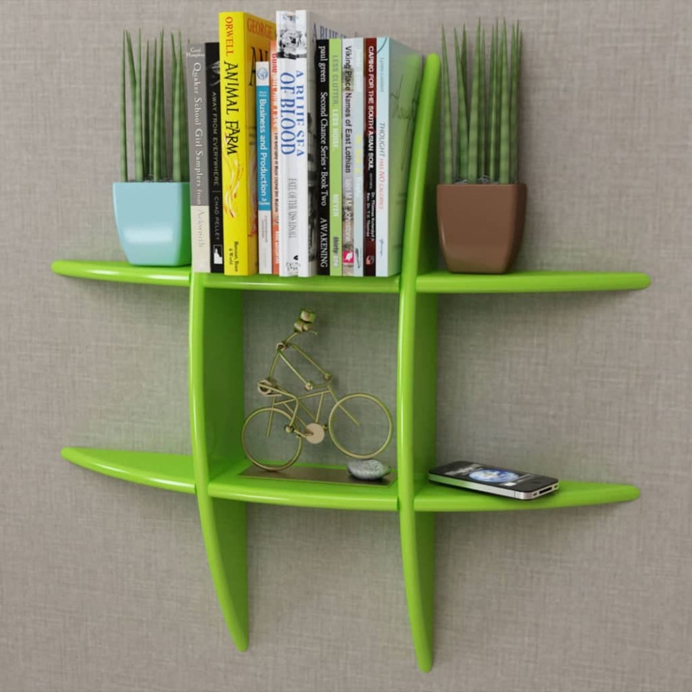 Red MDF Floating Wall Display Shelf Book/DVD Storage