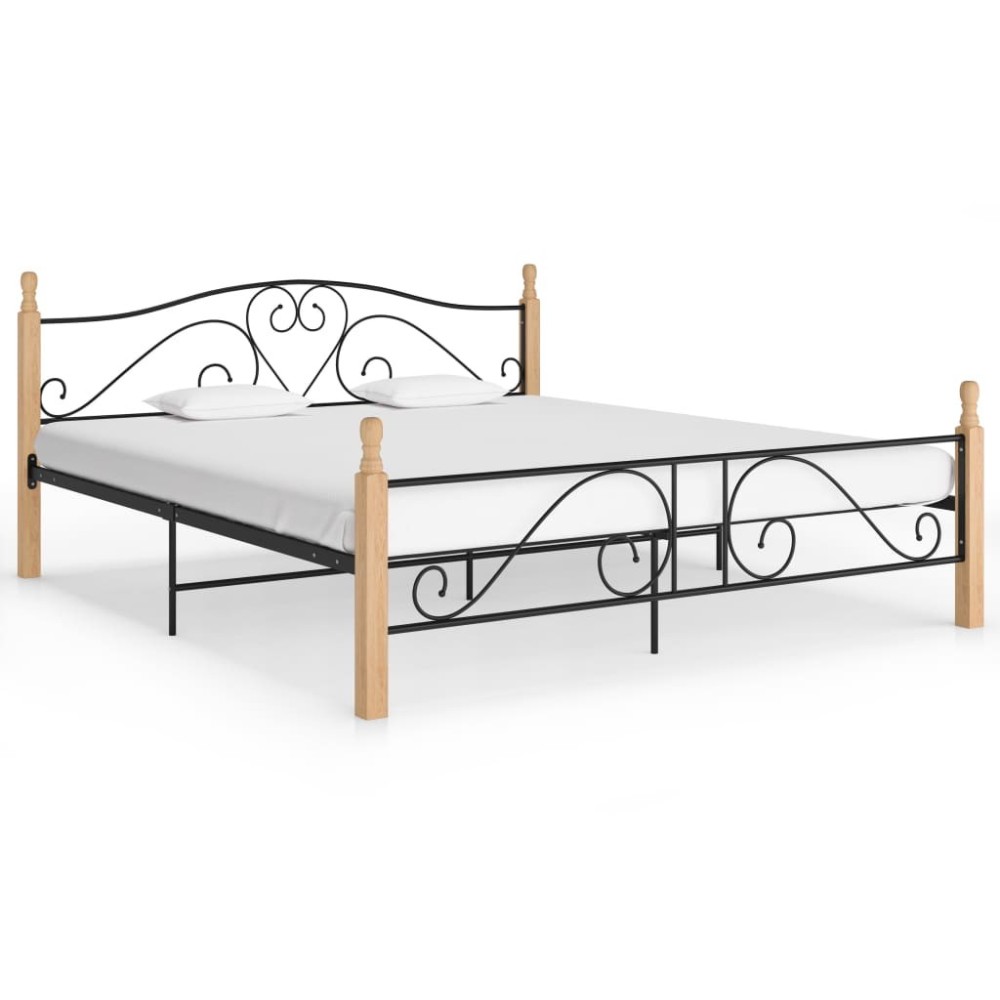 Bed Frame Black Metal 100x200 cm