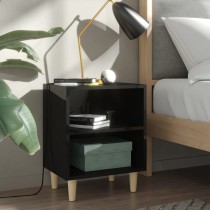 Bed Cabinet with Solid Wood Legs Sonoma Oak 40x30x50 cm