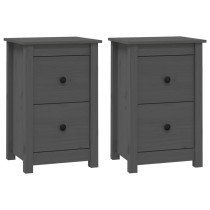 Bedside Cabinets 2 pcs Black 40x35x61.5 cm Solid Wood Pine