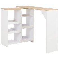 Bar Table with Moveable Shelf Black 138x39x110 cm