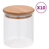 Storage Glass Jars with Bamboo Lid 10 pcs 600 ml