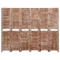 6-Panel Room Divider Brown 210x165 cm Solid Wood Paulownia