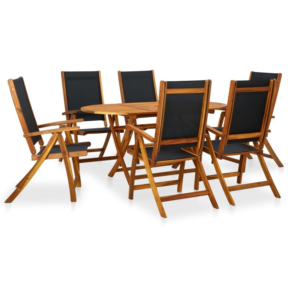 7 Piece Outdoor Dining Set Solid Acacia Wood