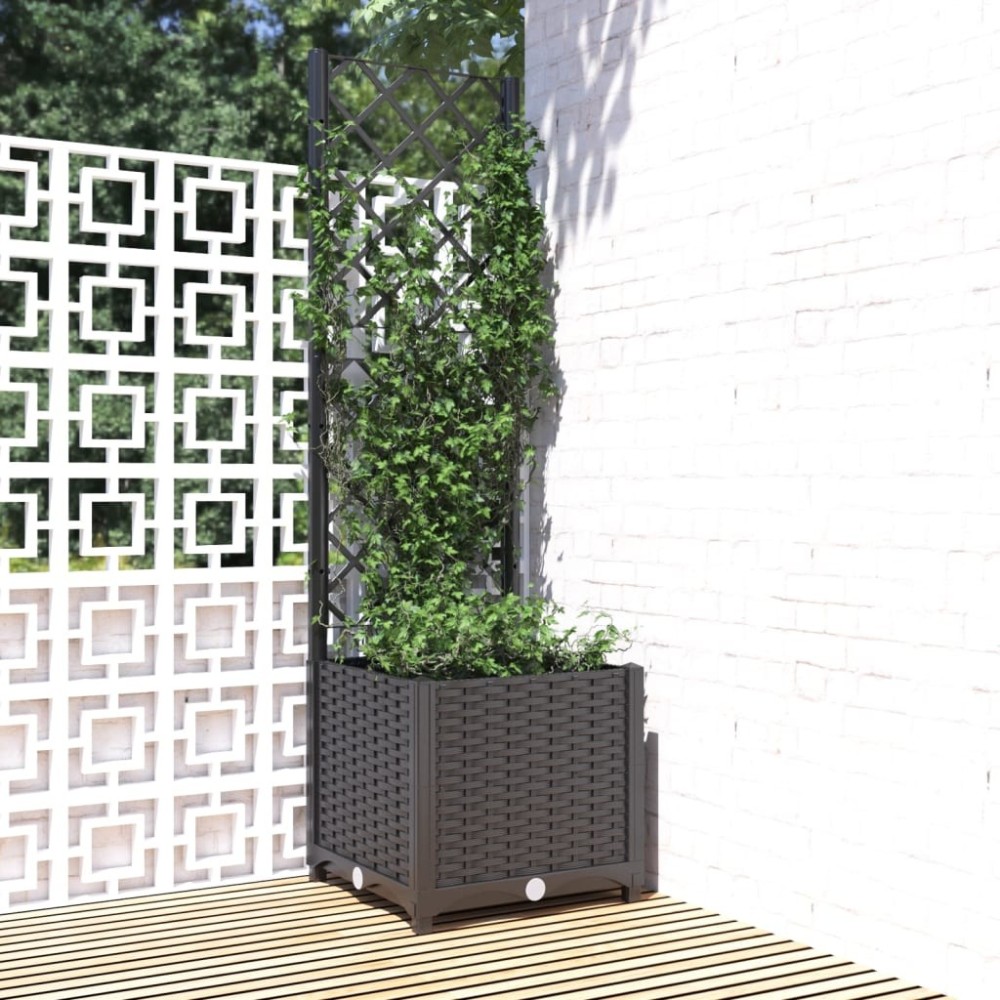 Garden Planter with Trellis White 120x40x136 cm PP