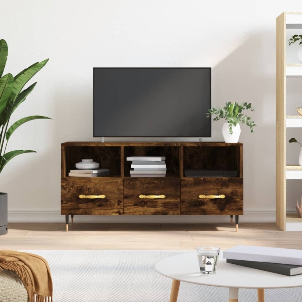 TV Cabinet Smoked Oak 102x36x50 cm Engineered Wood