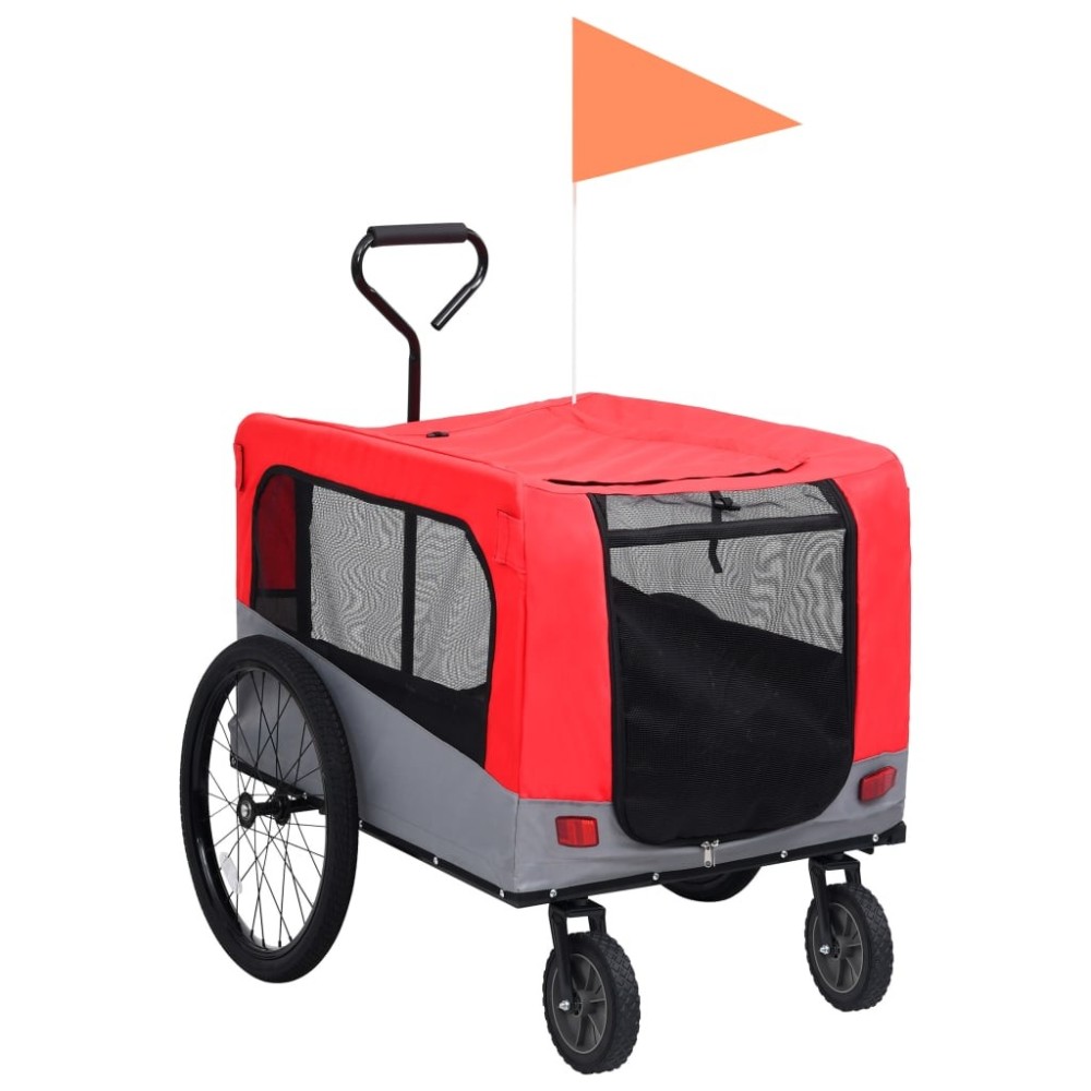2-in-1 Fahrradanhänger für Hunde und Buggy Blau und Grau
