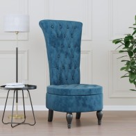 High Back Chair Blue Velvet...